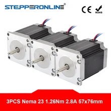 3 шт. Nema 23 шаговый двигатель 1.9Nm (269oz. дюйма) 76 мм 2.8A 4-свинец Nema23 шаговый двигатель 6,35 мм вал DIY cnc-фрезерный станок