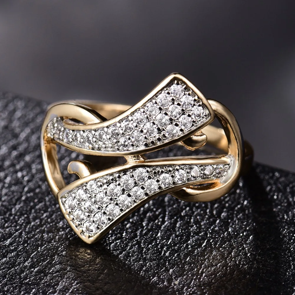 XIAGAO класса люкс AAA циркон обручальные кольца для Для женщин золотистые кристаллы Обручение кольцо женский Анель Bijoux(украшения своими руками) подарок Одежда высшего качества ZR610