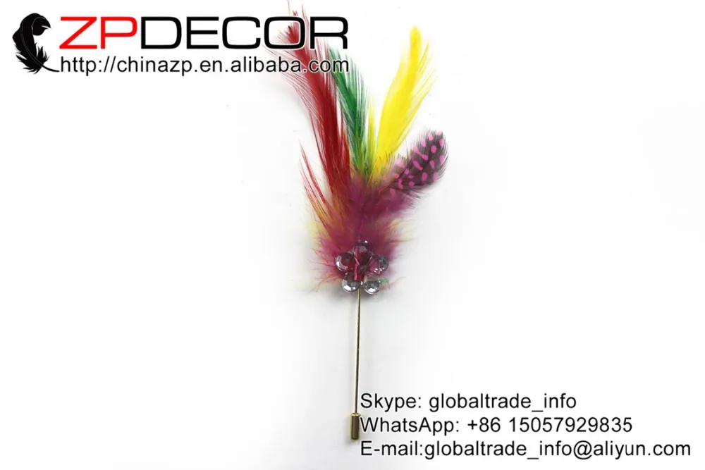 25_mixed color chicken feather brooch (2)