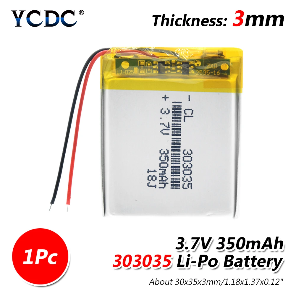 1/2/4x303035 3,7 v 350mAh литиево-ионная литий-полимерный аккумулятор Батарея PCM защищенный селфи-Палка с вождения Регистраторы локатор радио литий-полимерный аккумулятор - Цвет: 1 piece