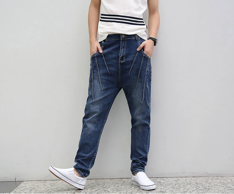 2020 Mens Fashion Plus Size Baggy Harem Jeans Fold Skinny Jeans Men ...