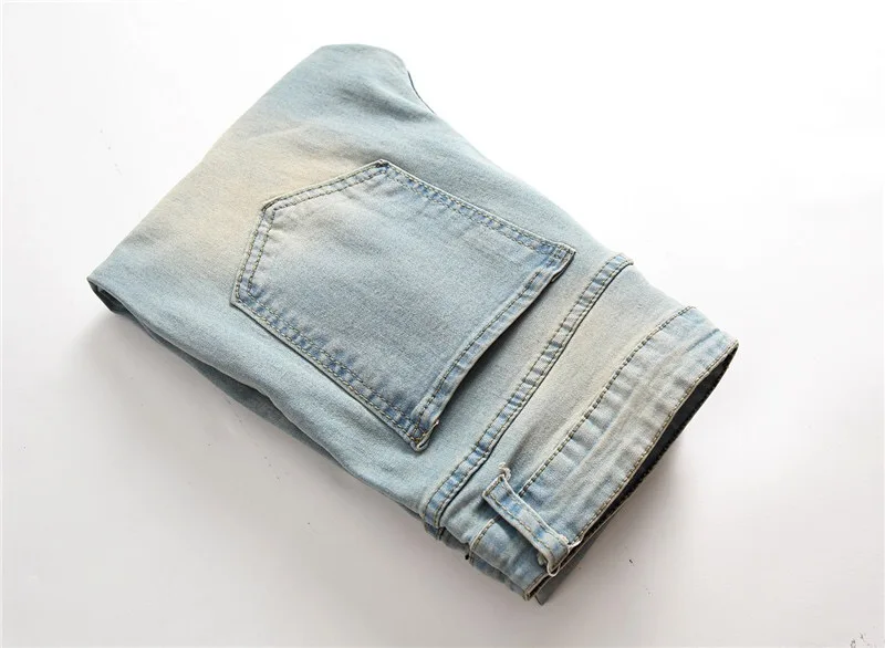 Новый Дизайн Весна свет деним плюс размеры 42 длинные брюки для девочек мотобрюки джинсы Homme узкие джинсы для мужчин