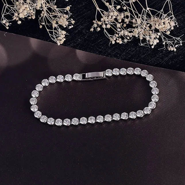 USTAR, кубический цирконий, очаровательный браслет для женщин, серебряный цвет, цепочка, кристаллы, браслет, браслет, свадебное ювелирное изделие для невесты, подарок, бижутерия
