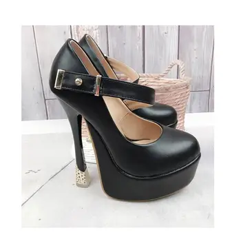 

Europe and the United States 2019 early spring new PU buckle high heels nightclub catwalk shallow mouth high-heeled shoes.