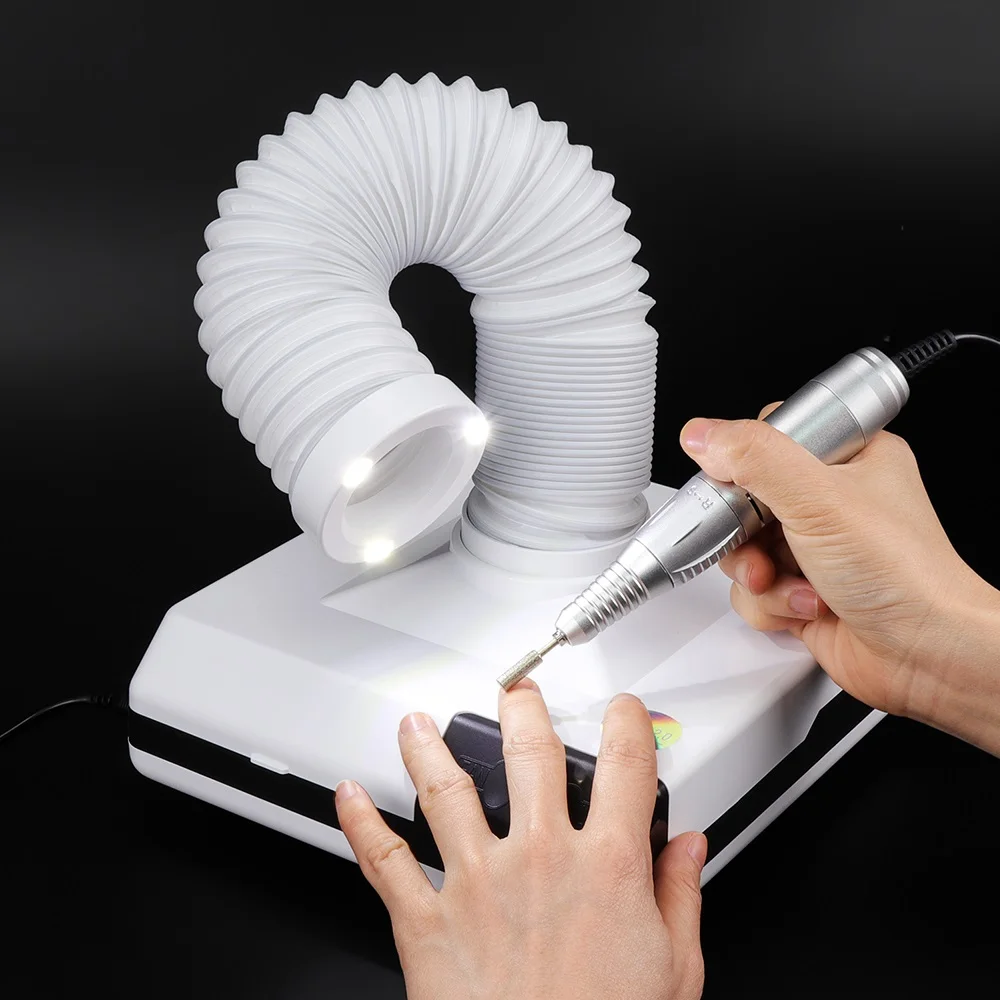 

60W Powerful Nail Dust Collector Machine For Manicure Vacuum Cleaner For Nail Art Nail Fan Dust Suction 3 Leds For Lighting 560m