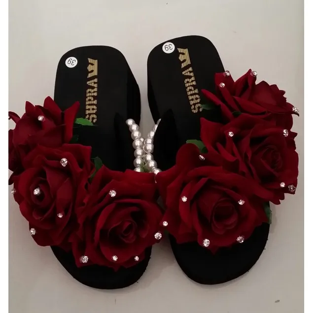 HAHAFLOWER летние женские сандалии на платформе; босоножки жемчужные бусы мыльницы; сандалии с цветочным украшением, роскошные оригинальные босоножки шлепанцы ручной работы