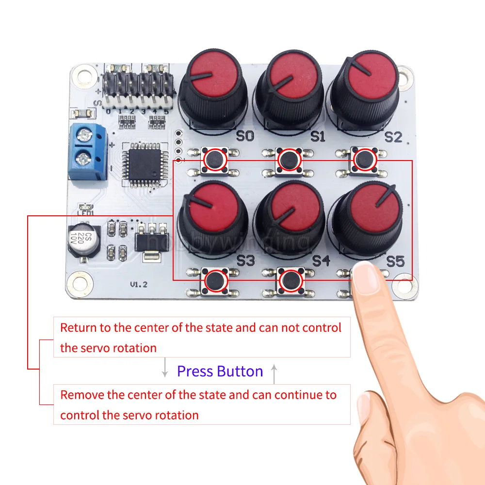 6 каналов цифровой сервопривод тестер 6CH поворотная ручка сервопривод плата контроллера ж/Защита от избыточной силы тока