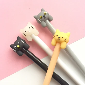 

3X Kawaii Lovely Cats Gel Pen Rollerball Pen School Office Supply Student Stationery Black Ink 0.5mm XF34