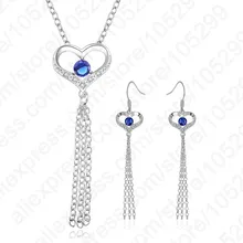 Набор сережек из чистого 925 пробы серебра с кисточкой и подвеской в виде сердца, хорошее качество, Женские Ювелирные изделия из австрийского хрусталя