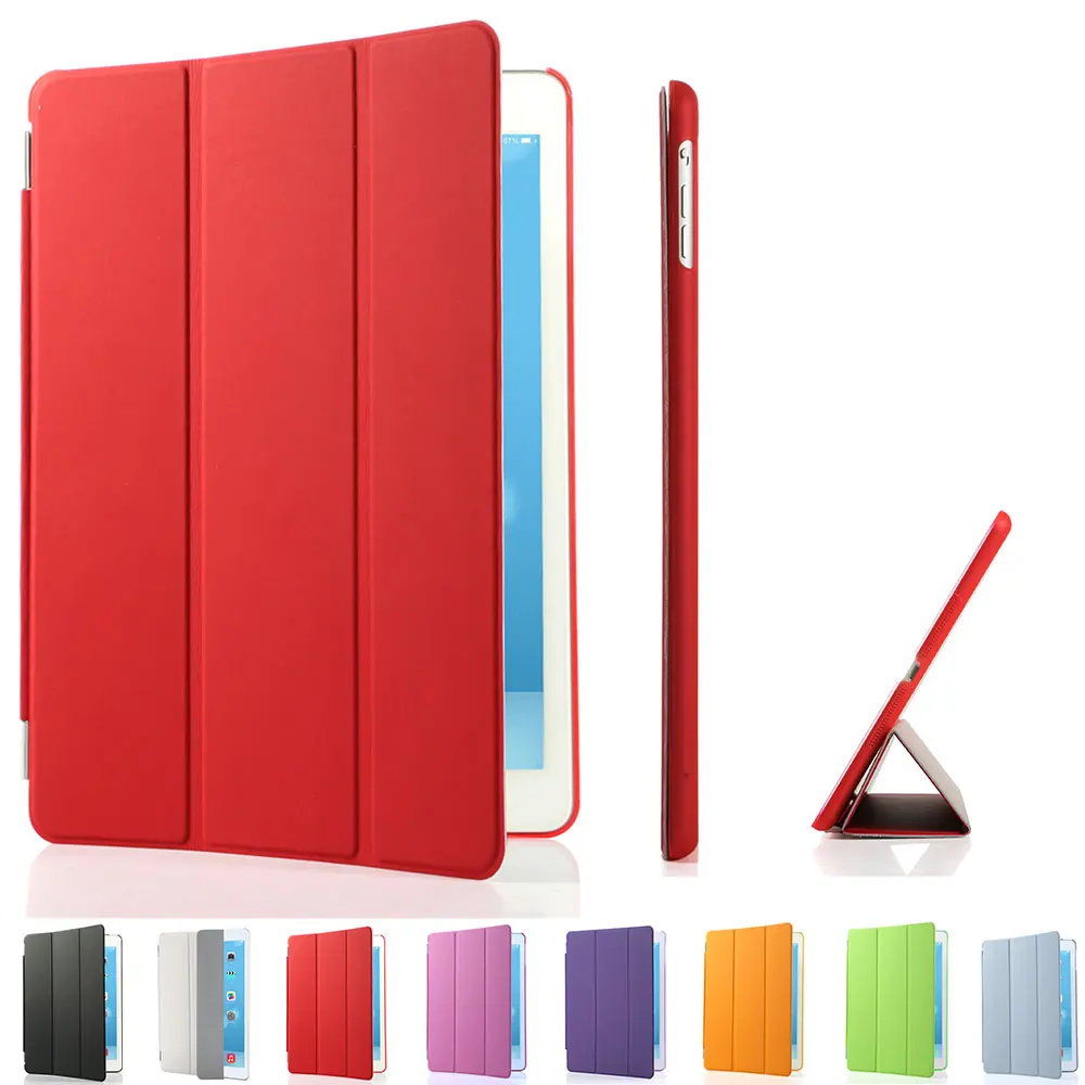 

Ultra Thin Magnetic Smart Cover + PC Hard Transparent Back Case Stand Folio Flip PU Leather Case for Apple ipad Air With Gifts