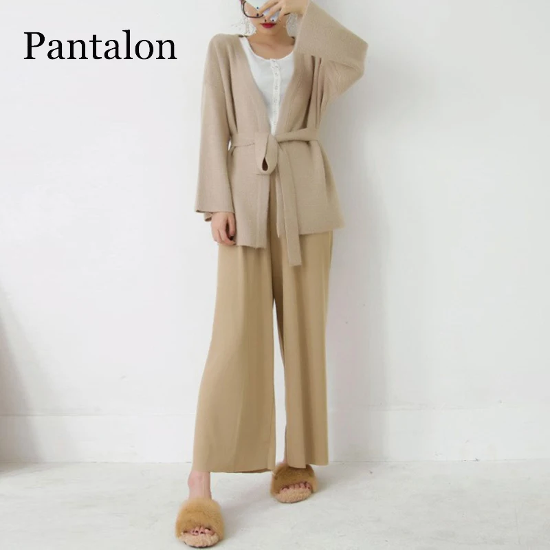 Pantalon пояса женский кардиган с v-образным вырезом свитер длинным рукавом Женские