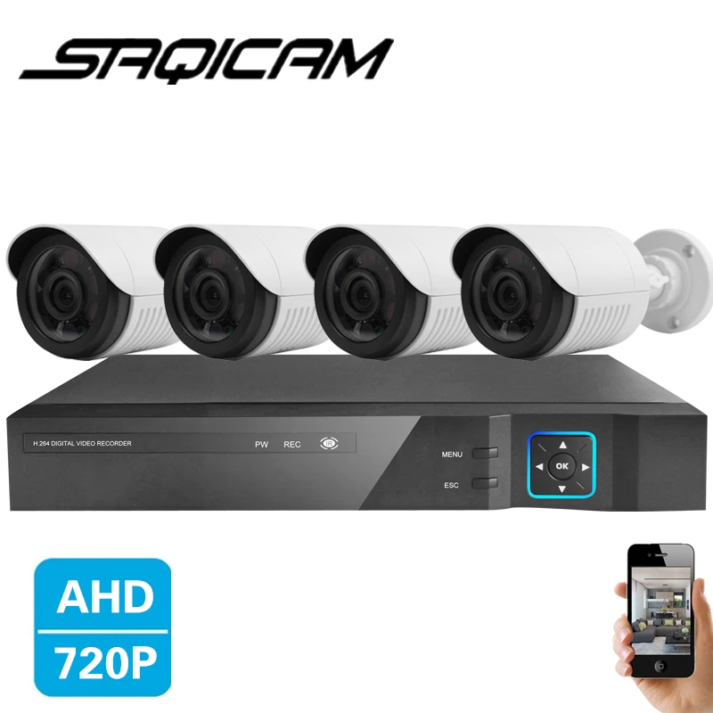 Saqicam AHD 720 P CCTV Безопасности 1200TVL Камеры Системы 4CH DVR Открытый ИК-Камера DIY Kit