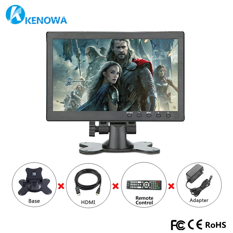 

10.1" LCD HD 1366*768 IPS Monitor Computer PC Display Color Screen 2 Channel Video In Security Monitor With Speaker HDMI VGA USB