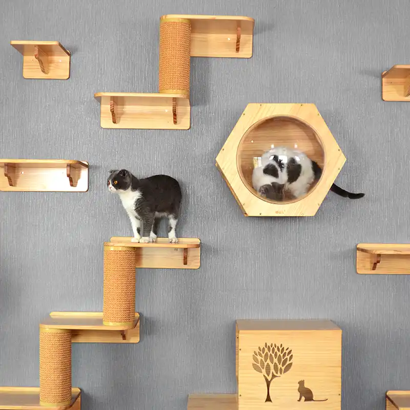 Cat Climbing Frame Solid Wood Wall Hanging Space Cat Jumping