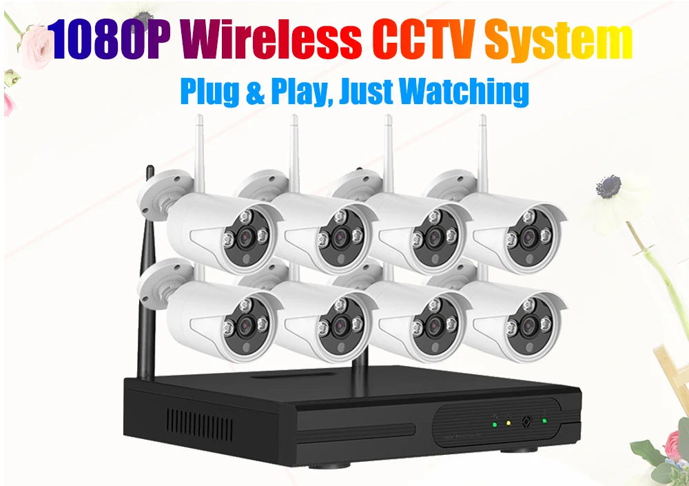 IP Беспроводной CCTV Системы 2 м 8ch HD Wi-Fi NVR комплект Открытый ИК Ночное видение IP Wi-Fi Камера безопасности Системы наблюдения yanivision