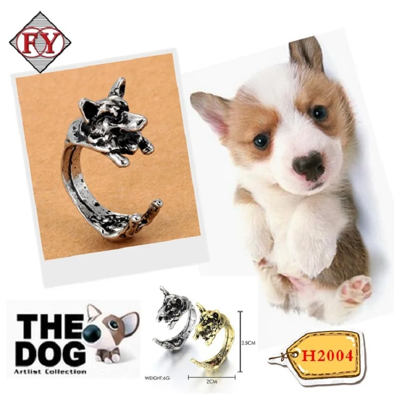 Французский бульдог кольцо милые корги кольца Винтаж Цвет Jewelry животных ручной работы аксессуары для Для