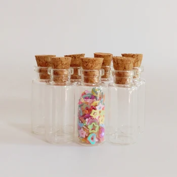 

100pcs/lot Cute 1.5ml clear glass bottle with cork 12*28*6mm DIY drifting bottle small Essential oil bottle