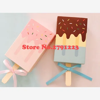 

50 pcs ice cream shape cookies snack box pink candy box