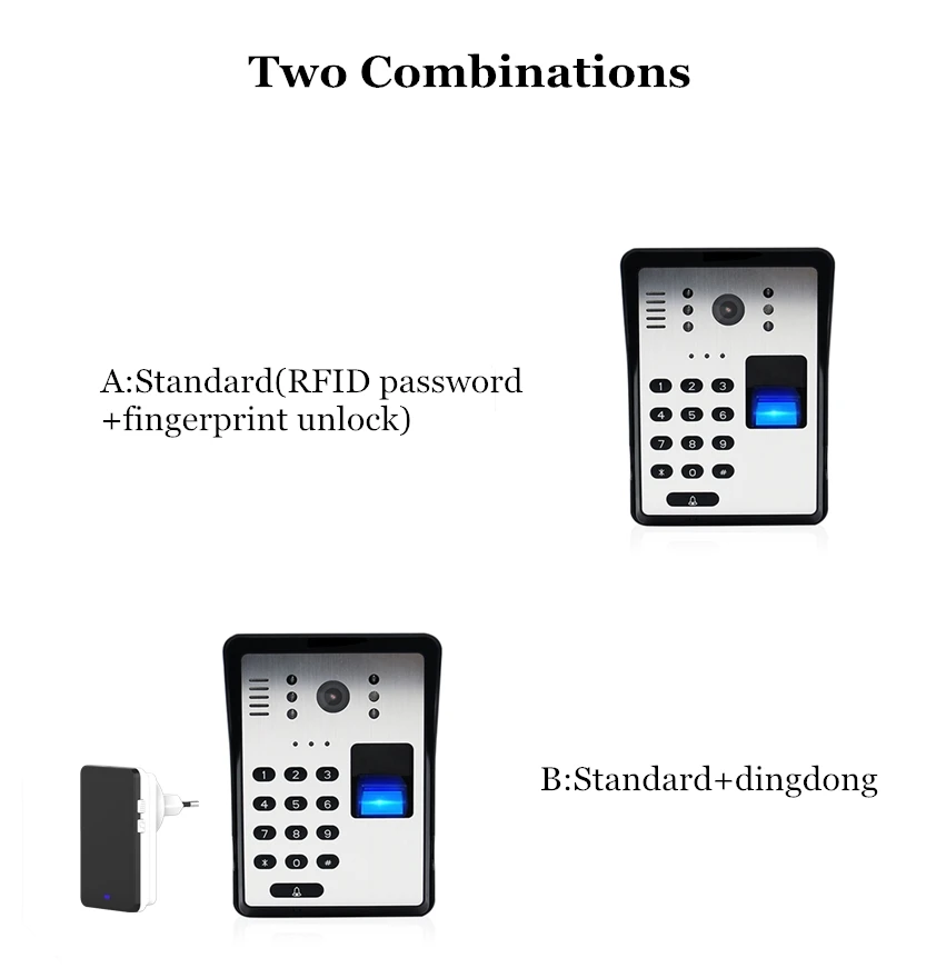 Беспроводной видеодомофон умный Wifi видео дверной звонок RFID пароль дверной телефон домофон отпечаток пальца разблокировка ИК беспроводной