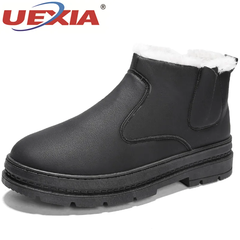 

UEXIA New High Quality Shoes Men Boots Fashion Ankle Winter Motorcycle Oxfords Walking Leather Martin Boots zapatos de hombre