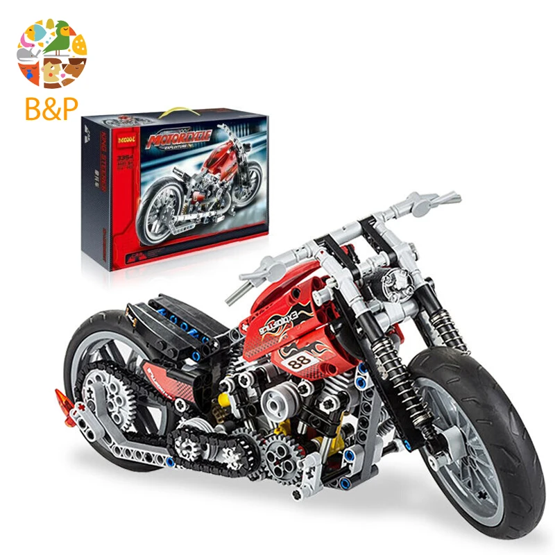 

8051 378pcs Technic Series Exploiture Speed Racing Motorcycle Model Building Blocks Toys For Children Gift Decool 3354