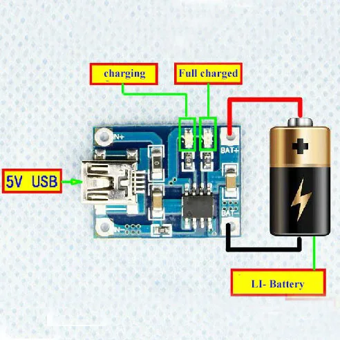 Mini Port Micro USB Charging Board Full Charged LED 18650 TP4056 1A Lithium Battery Charger Module For 5V Bluetooth Amp Module