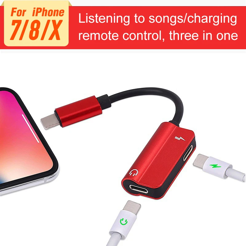 Kopen Audio Adapter 2 in 1 Opladen Oortelefoon Kabel voor iPhone X 8 7 plus jack Splitter hoofdtelefoon charger Converter telefoon Accessoires