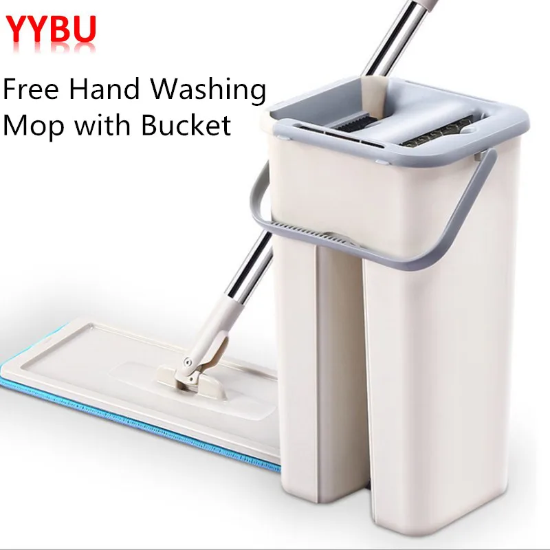 

YYBU Automatic Squeeze Floor Mop with Wringing 10pcs Fiber Mop Cloth Floors Spray Flat Spin Mop Home Kitchen Floor Cleaner Tools