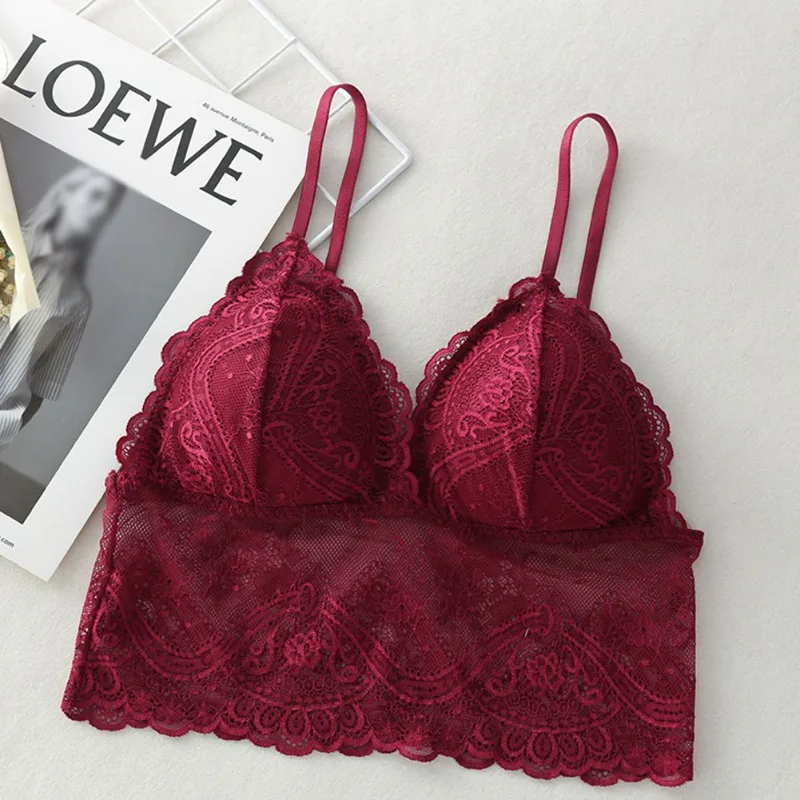 

Women Push Up Bra Lace Camis Wireless Seamless Padded Bras Embroidered Tube Top