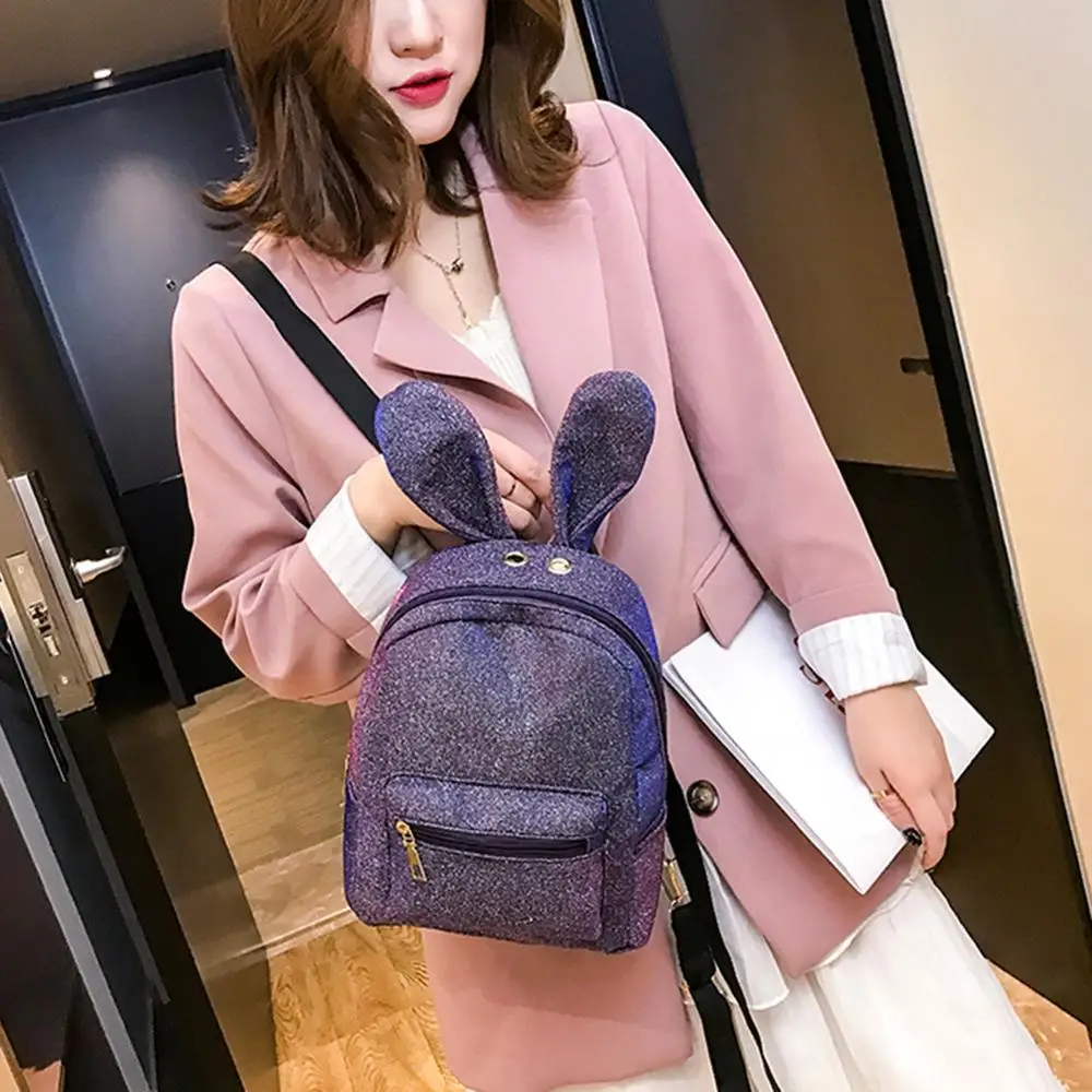

2019 New Cute Rabbit Ears Female Shoulder Bags Travel Large Women Fashion Casual Teenage Girls School Backpacks mochila feminina