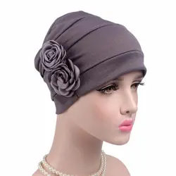 Уникальный хлопок дизайн цветок выпадение волос головной платок, шарф женская шляпа мусульманский Эластичный Тюрбан шляпа капот femme