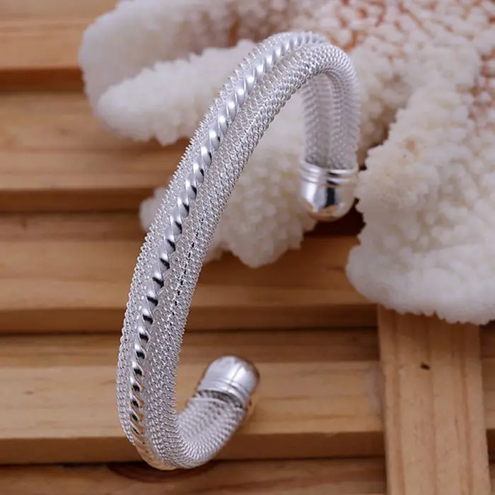 

925 jewelry silver plated jewelry bangle fine fashion opening bracelet bangle top quality wholesale and retail SMTB021