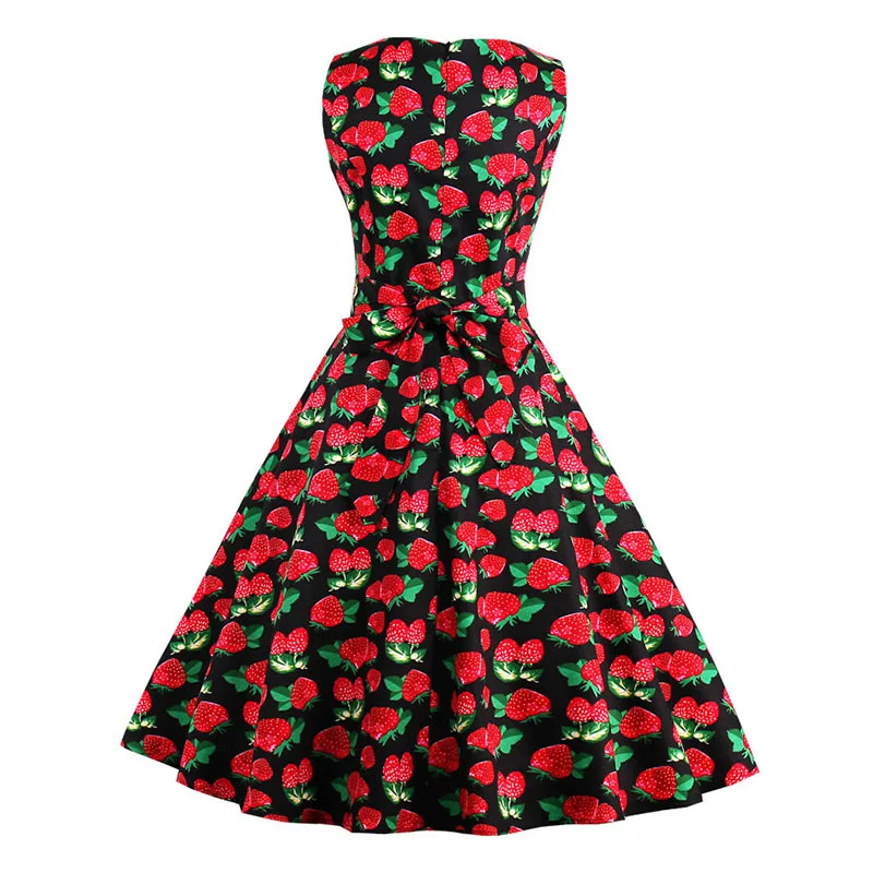 Kostlish 9 Style Print Summer Dress Women 2017 Sleeveless Swing 1950s Hepburn Vintage Tunic Dress Elegant Party Dresses Sundress (25)
