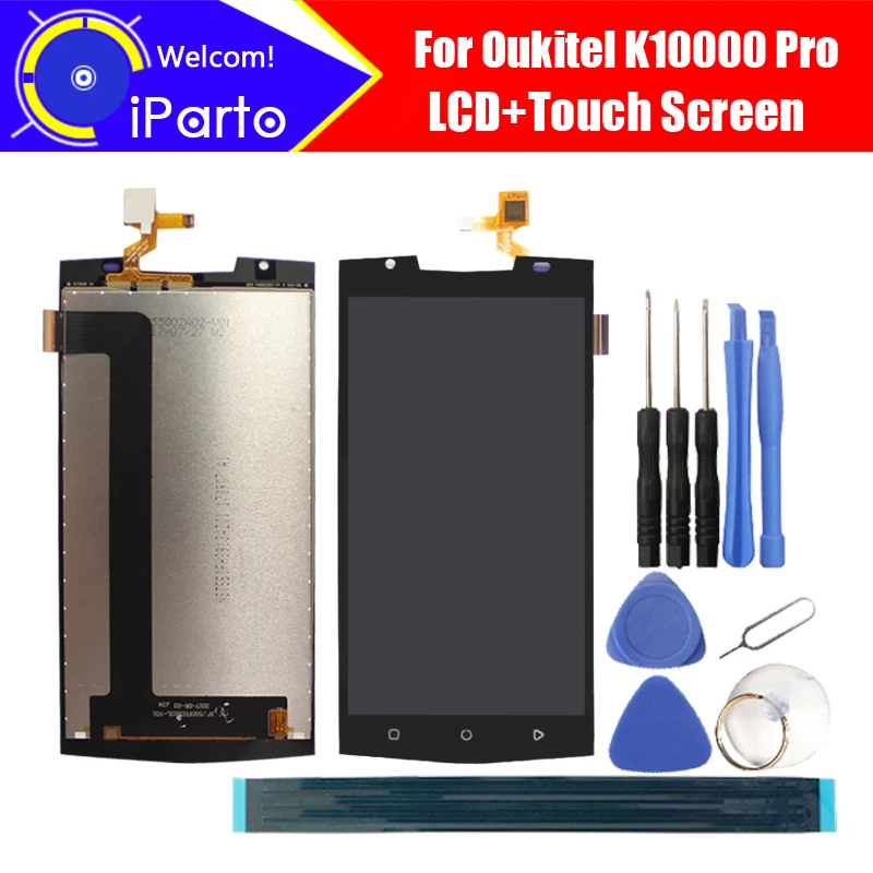 Продажа 5,5 Oukitel K10000 Pro ЖК дисплей + кодирующий преобразователь сенсорного экрана в сборе 100% оригинальный протестированный ЖК экран стеклянная панел...