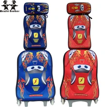 wenjie brother EVA CARS 3 wheeled backpack trolley luggage cars backpack children luggage set with backpack for boys