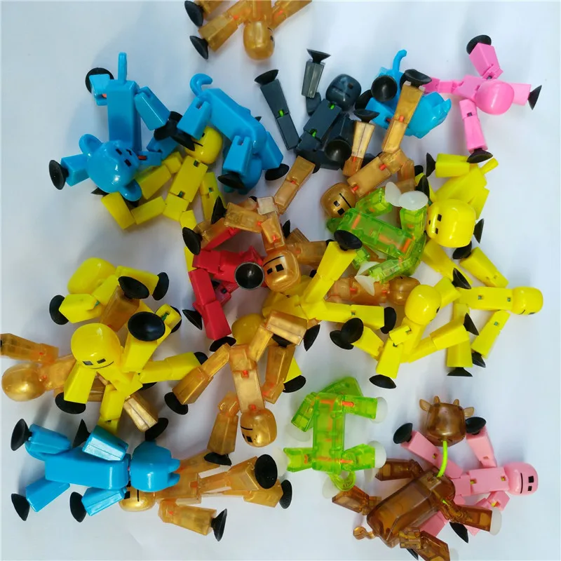 

10pcs/set various colors Sent at random stikbot Sucker Suction Cup funny deformable sticky Robot action figure children toys