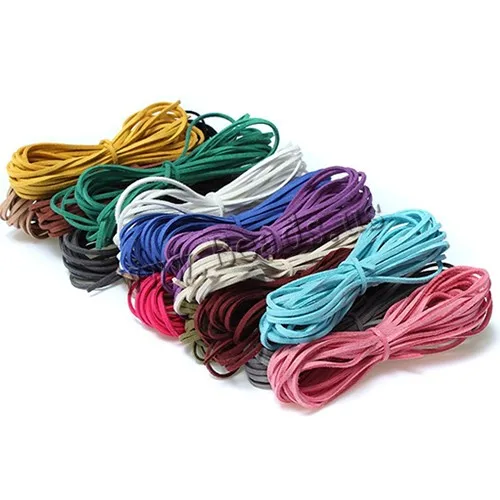 20 Colors 5 Meters 3mm*1.5mm Korea Artifical Suede Flat Leather Cord Lace String Strap Necklace Rope Bead Bracelet 1Pc Jewelry Findings