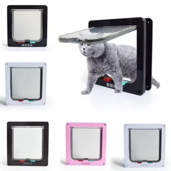 

Hobbylane 4 Way Lockable Dog Cat Doors Pet Cat Puppy Dog Gates Door Lockable Safe Flap Door 20*19*5.5cm Free Shipping