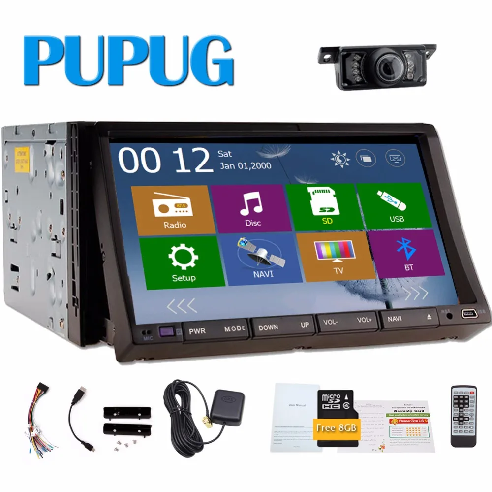 7inch Touch Screen car dvd player gps navigation USB SD Bluetooth FM AM Bluetooth 2din in