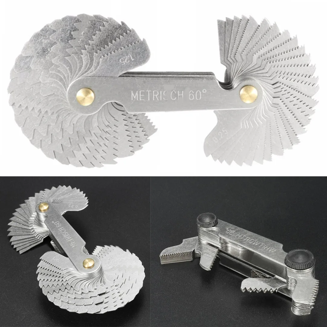 High Quality 58 Blades Thread Gauge Metric &Whitworth 55/60 Degree Thread Screw Pitch Gauge For Measuring Tool