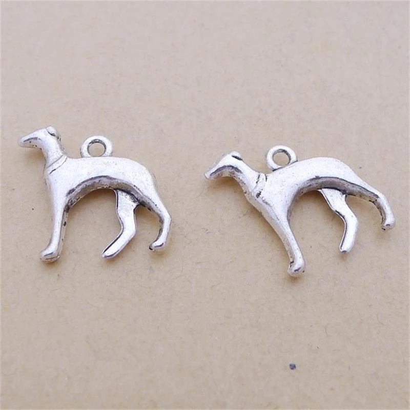 Lote de 30 Charms de aleación de Zinc con temática de animales, amuletos de galgo en plata antigua para perros y mascotas, 19x23mm, 2,3g|charms antique|charm antique silverpet charms - AliExpress