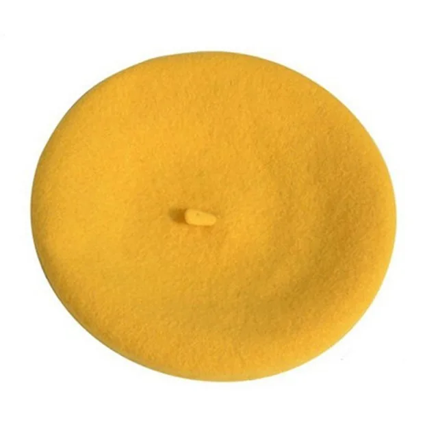 Yellow Берет художника, уличные шапки художника, осень и зима, новые теплые вязаные однотонные кепки, модный мех енота, помпон, берет в стиле винтаж - Цвет: Yellow