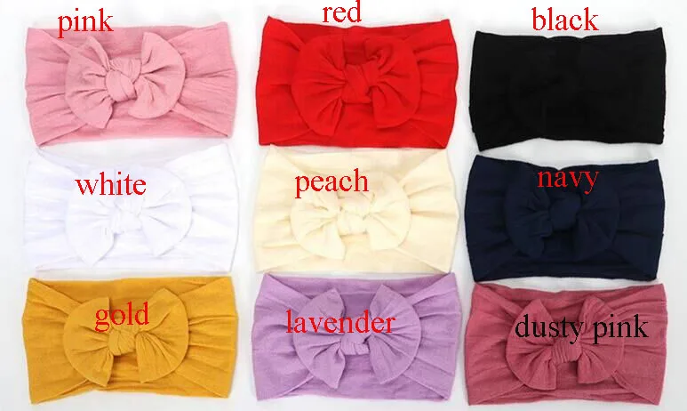 Детская чалма нейлон headwrap девушка мягкие повязка на голову с бантом сплошной цвет 18 цветов