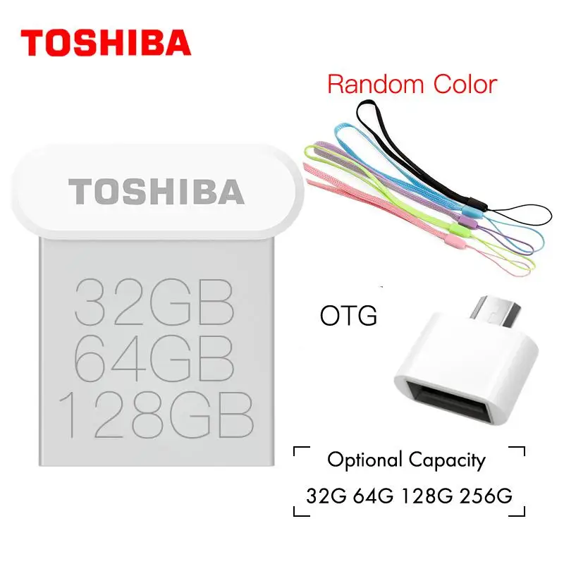 TOSHIBA USB флеш-накопитель 3,0 32GB USB 3,0 флеш-накопитель на 64Гб в металлическом корпусе мини NAND Flash Memory Stick 128 ГБ 120 МБ/с. U диск для автомобильной - Цвет: With OTG and Rope