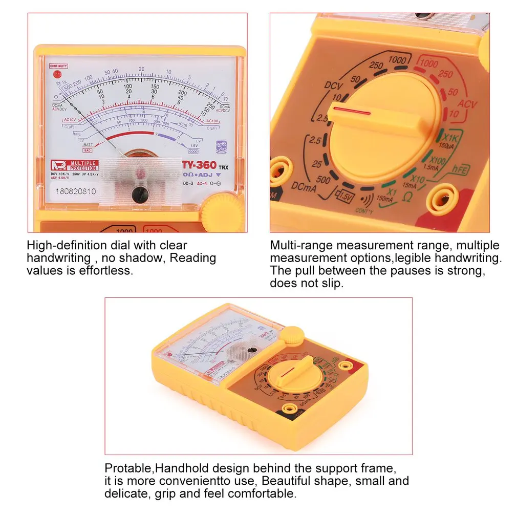 TY-360TRX ручной стрелочный мультиметр AC/DC Вольтметр механический Амперметр тестер сопротивления Тока Тестер
