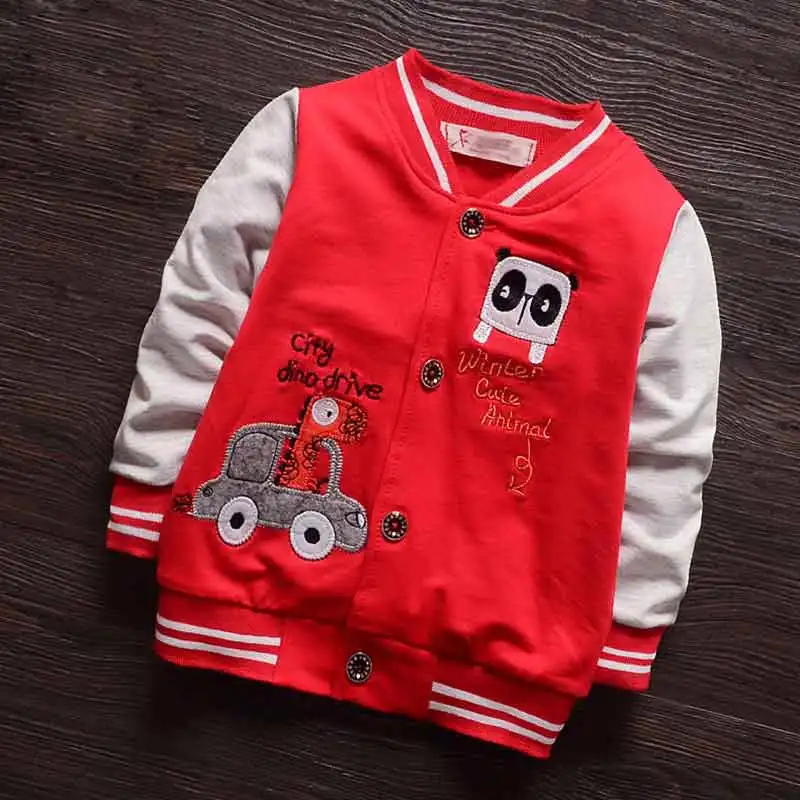 9M 3T Kids Cute Animal Car Print Baseball Jackets Boys Sport Jersey