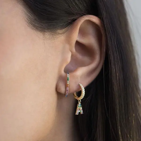 Радужная серьга в виде стержня для женщин, 925 Стерлинговое Серебро, длинные фианиты, изогнутая полоска вокруг уха, верх боты, новая мода, серебряные ювелирные изделия