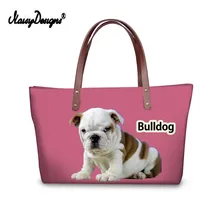 Женская сумка для покупок, розовый, с принтом бульдога, милый топ с животным ручкой, сумки для женщин, повседневная, женская, ручная, женская, на заказ