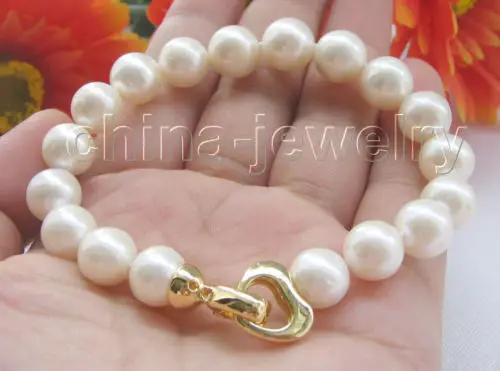 

Hot sell Noble- AAA 8" 11mm white round freshwater pearl bracelet-GP clasp @^Noble style Natural Fine jewe SHIPPING new >>free s