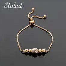 Винтажные регулируемые циркониевые металлические браслеты из шариков для женщин со стразами золотистые бусины браслет цепочка и браслет друг свадебный подарок